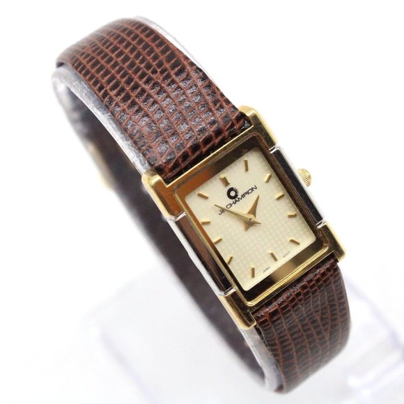 J.B Champion Watch Womens Gold Tone Stainless Steel Classic Brown Leather Band - Picture 4 of 8